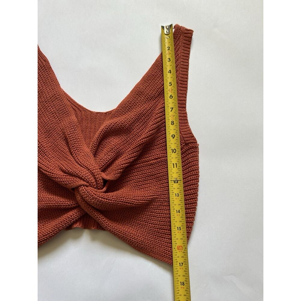 Lulus Knit Crop Tank Top XS Brown Twist Front Sweater Sleeveless Boho Cozy - Picture 4 of 11